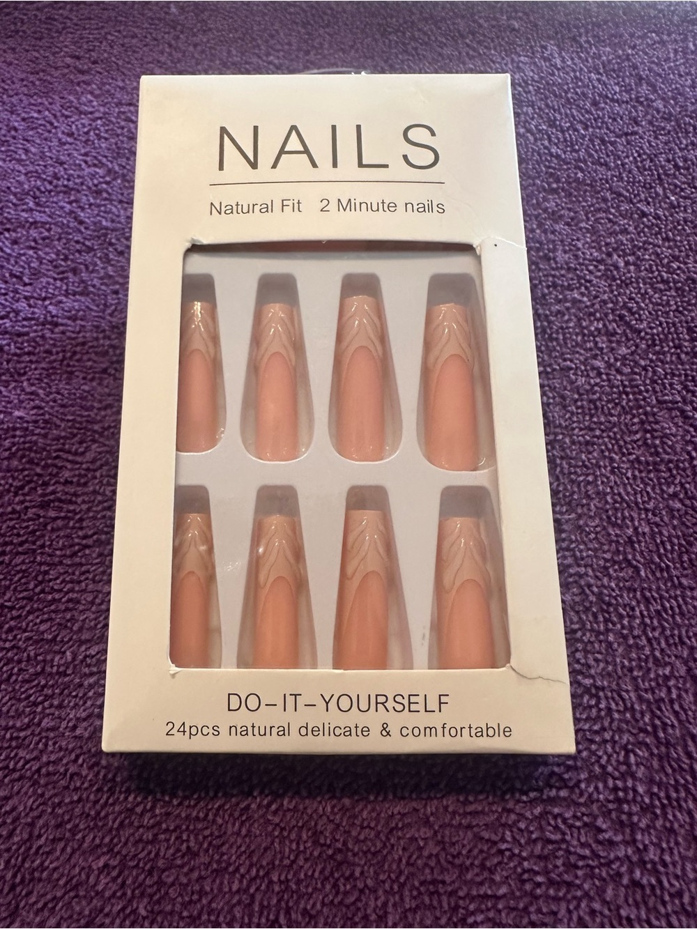 Press-On Nails Set - Peach Nude with Subtle Marbling - Picture 1 of 1